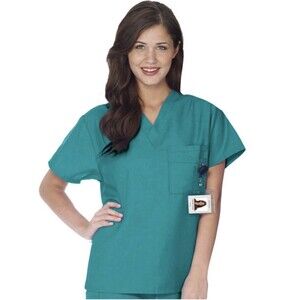 NWT Scrubfinity Scrub Top Large Teal SB3110 V Neck Medical Nurse Uniform NWT